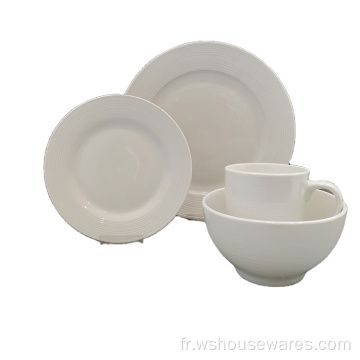 Vente en gros Vaisselle en céramique en porcelaine blanc porcelaine